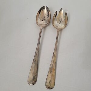 Set of 2 Silver Plated Serving Spoons Made in Italy 12" Long